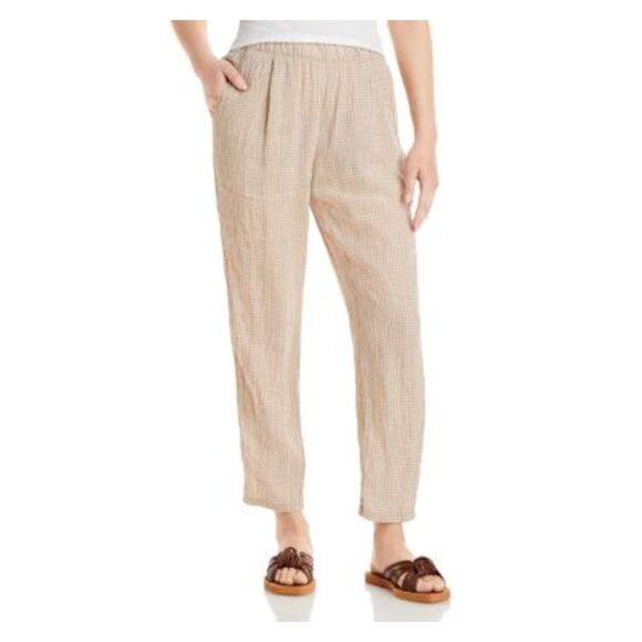 EILEEN FISHER Womens Beige Pocketed Elastic Waist Pull-on High Waist Pants L\G